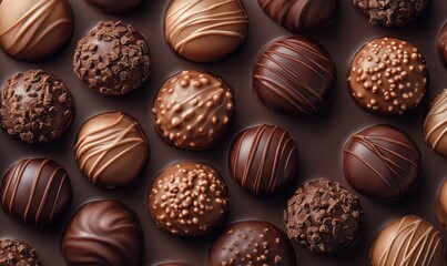 Assorted Chocolate Truffles Arranged Elegantly on a Dark Background Perfect for Dessert Lovers