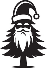 Merry Christmas and Santa Claus Tree Silhouette Vectors 