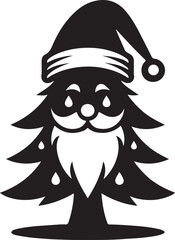 Merry Christmas and Santa Claus Tree Silhouette Vectors 