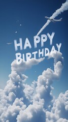 Fototapeta premium Airplane Writing in the Sky with Smoke the Phrase 