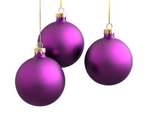 Obraz premium Purple_Christmas_balls,_rendered_in_3D_and_isolated_on_a_white_background,_perfect_for_holiday_decor.