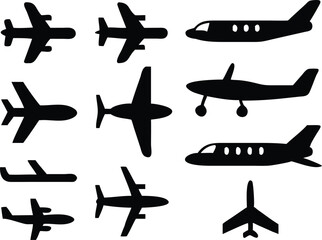 Plane different icons set.
