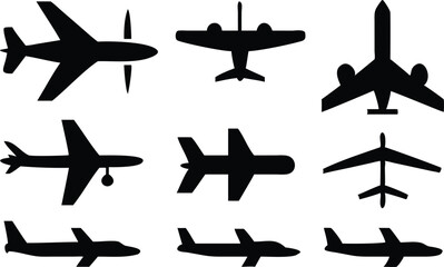 Plane different icons set.