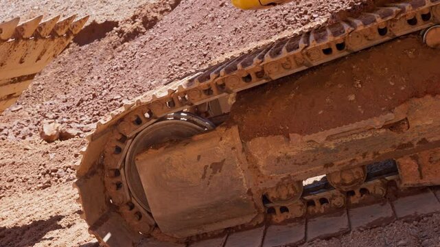 Slow motion video of a bulldozer are being used in road construction project