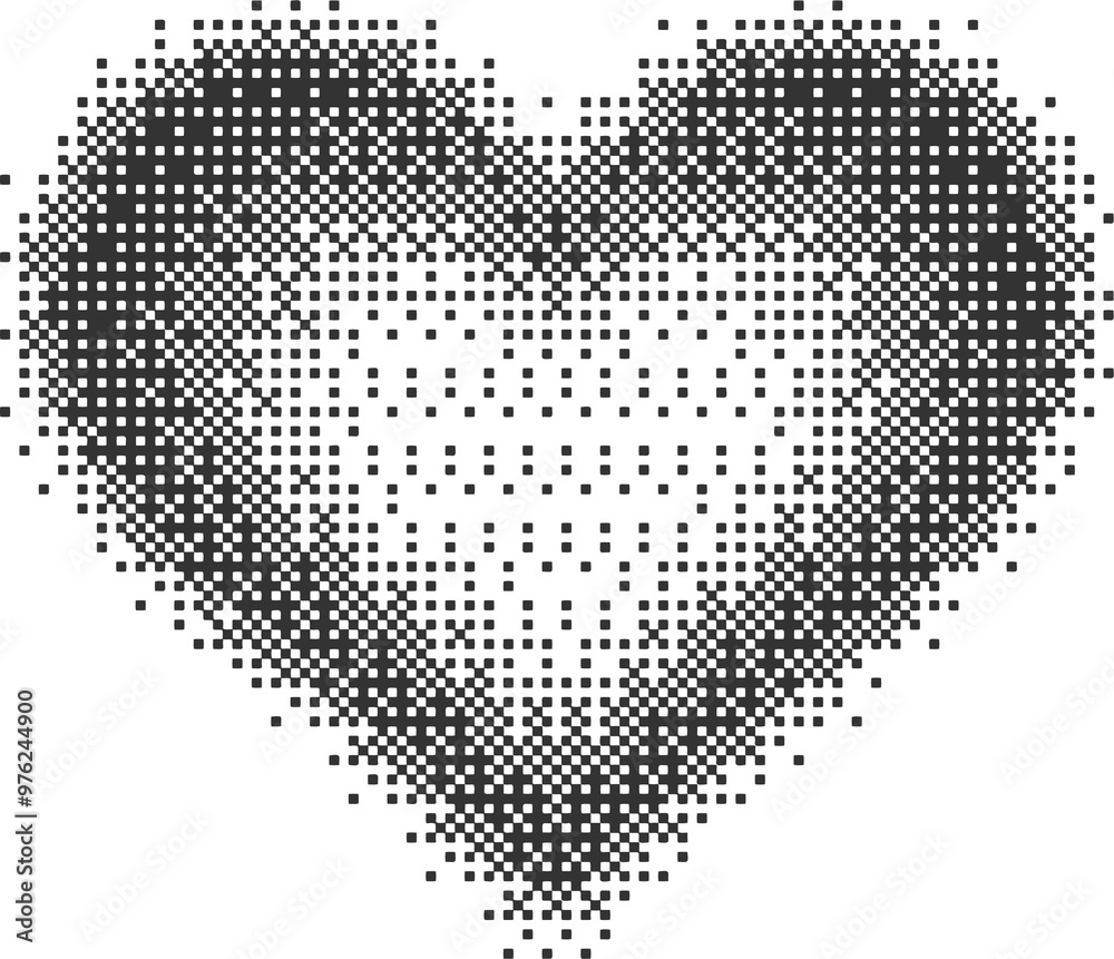Poster bitmap pixel arcade game effect. hearts y2k halftone pattern shape. dither aesthetic gradient glow i