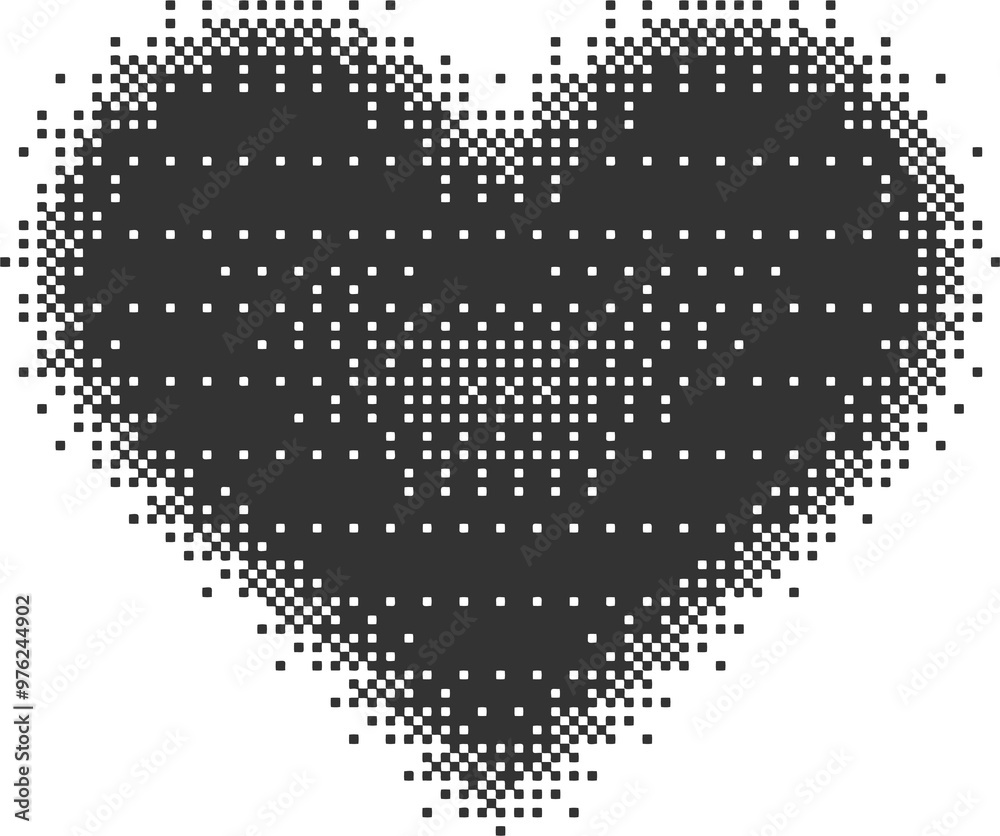 Poster bitmap pixel arcade game effect. hearts y2k halftone pattern shape. dither aesthetic gradient glow i