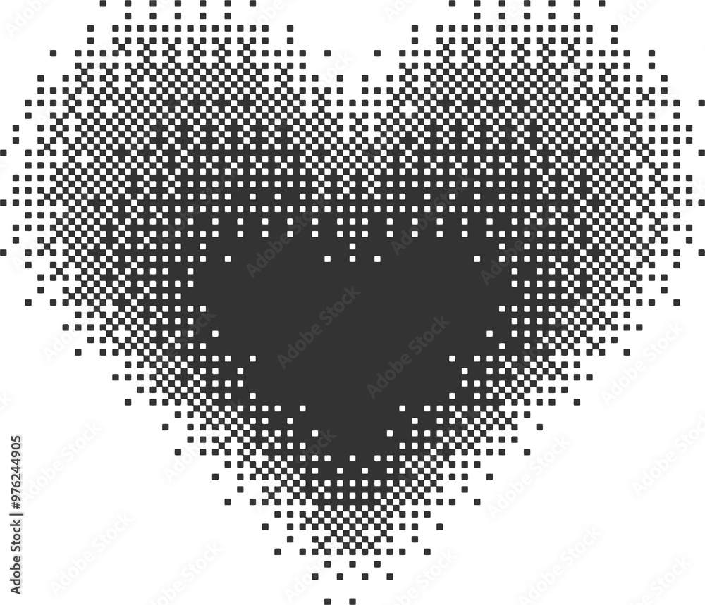 Poster bitmap pixel arcade game effect. hearts y2k halftone pattern shape. dither aesthetic gradient glow i
