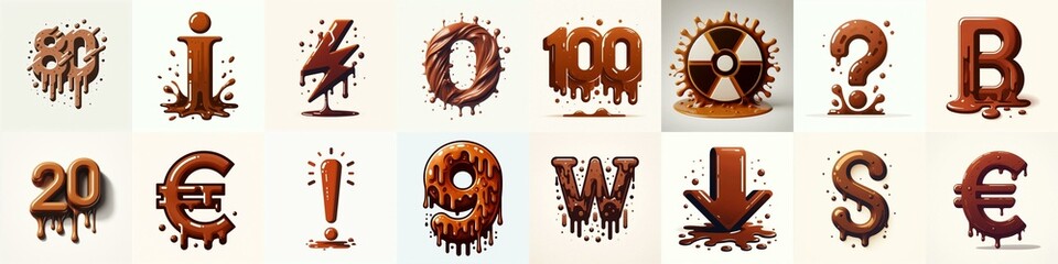 Brown Lettering Typeface. AI generated illustration