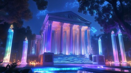 Magical Temple at Night.