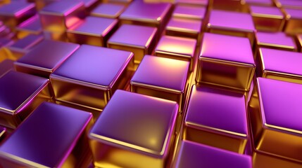 Fototapeta premium 3d rendering of Gold и Deep purple abstract geometric background. Scene for advertising, technology, showcase, banner, game, sport, cosmetic, business, metaverse. Sci-Fi Illustration. Product display
