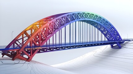 Obraz premium Rnbow Steel Bridge Architecture Design Rendering