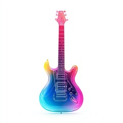 Naklejka premium A vibrant, multicolored electric guitar with a sleek and modern design, perfect for music enthusiasts and creative visuals.