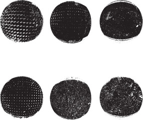 Circle rough edges stamps collection . Grunge set of textured round shapes . Pack of vector stamps. Grunge circle stamps, insignias, banner, logos for your design. Grunge textured circle rubber stamps