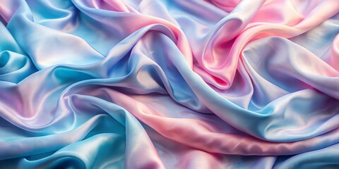 Fototapeta premium Abstract Draped Silk Fabric in Pastel Blue and Pink Hues, Texture, Background, Fabric