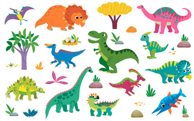 Funny dinosaurs in cartoon  style