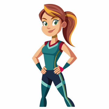confident woman in athletic outfit clip art preview