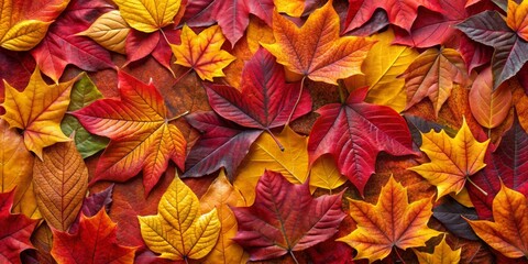 Fototapeta premium Autumn Leaves Collage A Symphony of Red, Yellow, and Orange, Fall Foliage, Autumn Colors, Nature Photography
