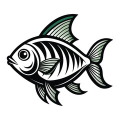 a fish with a black line on it is drawn in black and white