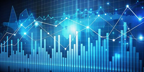 Blue and White Line Charts on a Grid, Data Visualization, Stock Market, Finance ,data ,chart ,business