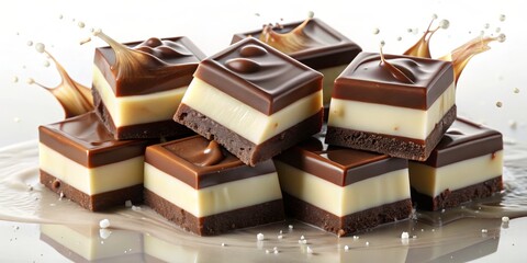 Chocolate and Vanilla Confectionery with Milk Splash, Chocolate , Confectionery , Dessert