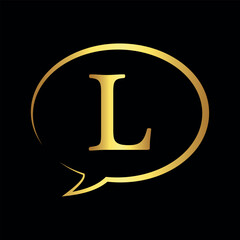 Chat Logo combine with letter L vector template