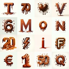 Naklejka premium Brown Lettering Typeface. AI generated illustration
