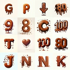 Naklejka premium Brown Lettering Typeface. AI generated illustration