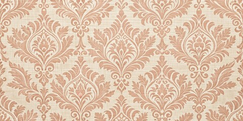 Damask Pattern on Linen Fabric, Floral Design, Beige and Brown, Decorative, Wallpaper, Home Decor, Design