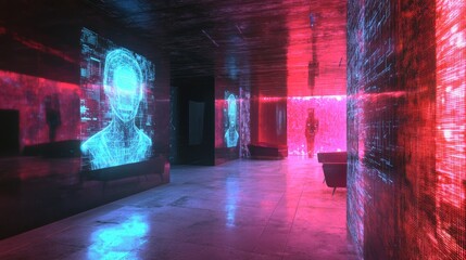 Naklejka premium Futuristic Neon Hallway.