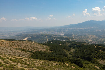 Aerial view of the mountains from the Millenium cross hill in Skopje North Macedonia