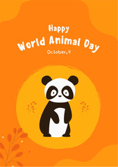 Orange Cute Panda World Animal Day Flyer