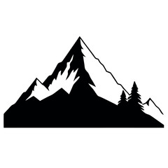Fototapeta premium a black and white silhouette of a mountain peak. The mountain appears to be a steep, jagged peak with a jagged ridge on top vector silhouette