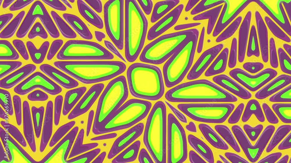 Leinwandbilder Digital seamless loop animation of colorful organic shapes forming charming kaleidoscopic patterns. 3d rendering. 4K, Ultra HD resolution