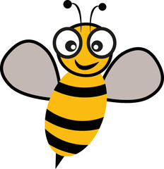 Lovely simple design of a cartoon yellow and black bee on a white background eps 10