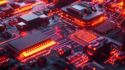 Fototapeta premium Glowing Circuit Board.