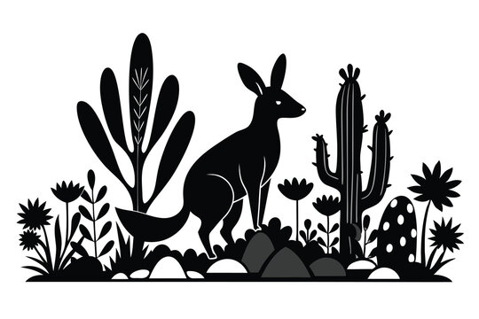 recommend clip art: wallaby in plants and cactus F.eps