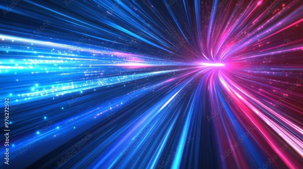 Poster an abstract digital background with vibrant light trails symbolizing advanced technology, storage so
