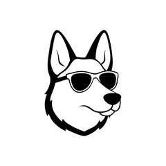 a dog wearing sunglass vector silhouette isolated white background