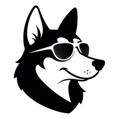 a dog wearing sunglass vector silhouette isolated white background