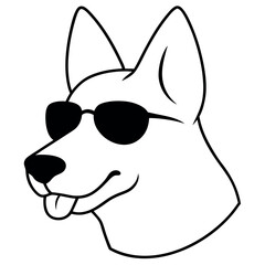 a dog wearing sunglass vector silhouette isolated white background