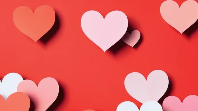 Red and white paper hearts forming a valentine's day background