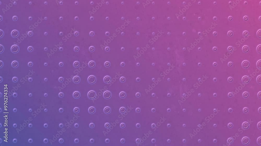 Aufkleber Elegant digital seamless loop animation of convex circle pattern on old worn surface with pink and purple gradient. 3d rendering. 4K, Ultra HD resolution