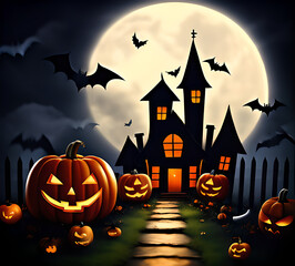 Halloween theme pumpkin night holiday Microchiroptera ghosts