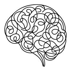 Continuous one line drawing of human brain. Hand drawn minimalism style. brain line art vector illustration