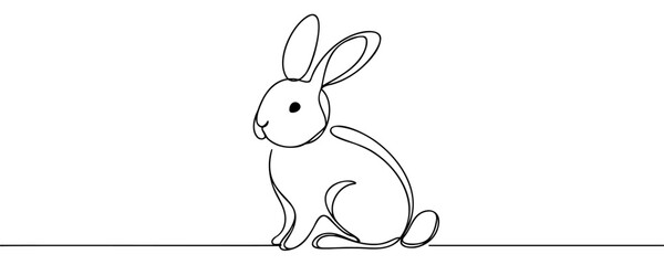 Rabbit bunny Continuous one line drawing
