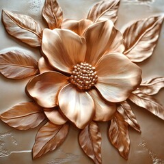 Elegant Copper Flower and Leaves Pattern
