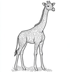 Naklejka premium Giraffe Standing Tall Safari Animal Sketch