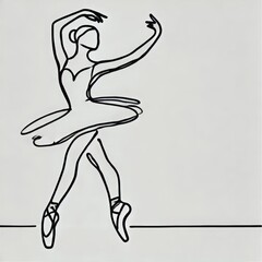 Outline drawing of a ballerina dancing on a light background