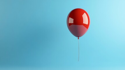 Obraz premium A single red balloon floats against a light blue background.
