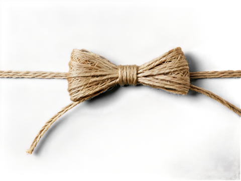 Twine_string_tied_in_a_bow,_isolated_on_a_white_background,_ideal_for_rustic_or_gift_wrapping_themes.